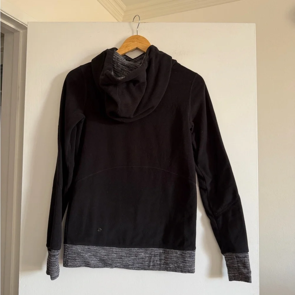 Lululemon Athletica Black/ Coco Pique Runaway Fleece Pullover Hoodie size XS EUC - Picture 11 of 14